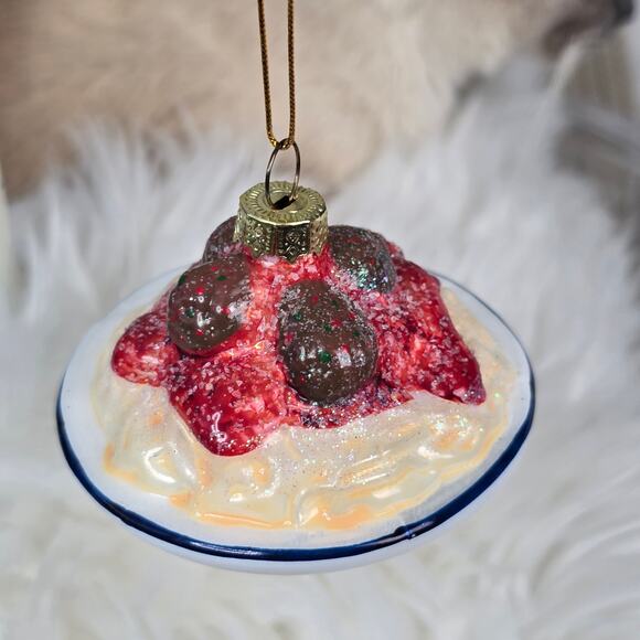 Spaghetti and Meatballs Blown Glass Ornament Foodie - Picture 3 of 5